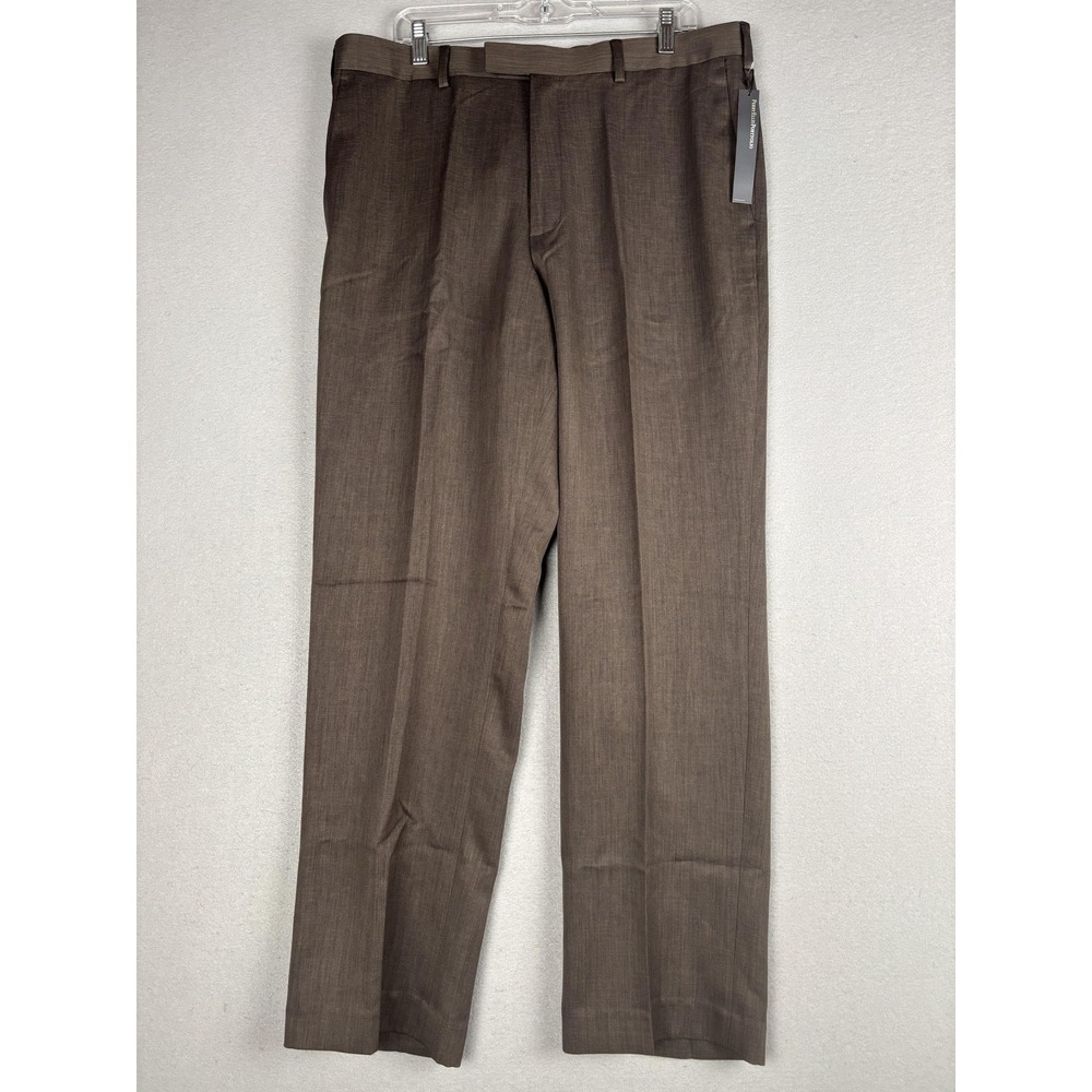 Perry Ellis Portfolio Dress Pants Mens 36x32 Brown Microfiber New With Tags
